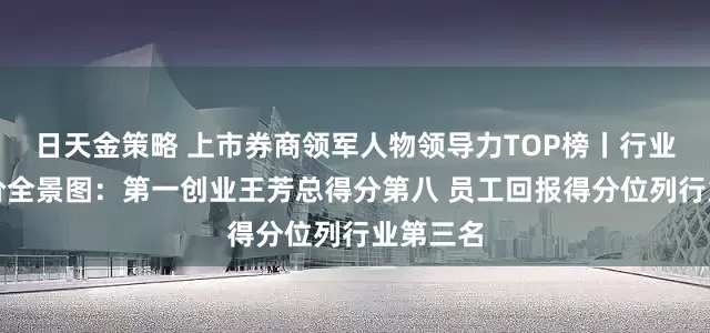 日天金策略 上市券商领军人物领导力TOP榜丨行业数据评价全景图：第一创业王芳总得分第八 员工回报得分位列行业第三名