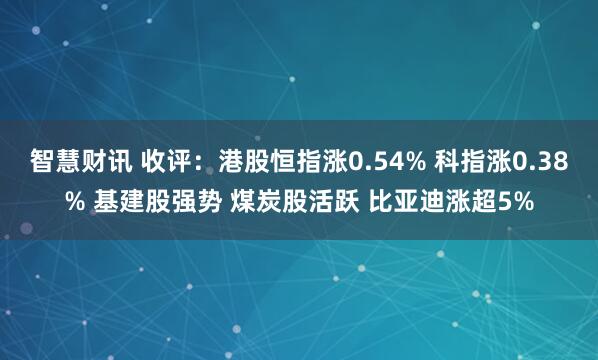智慧财讯 收评：港股恒指涨0.54% 科指涨0.38% 基建股强势 煤炭股活跃 比亚迪涨超5%